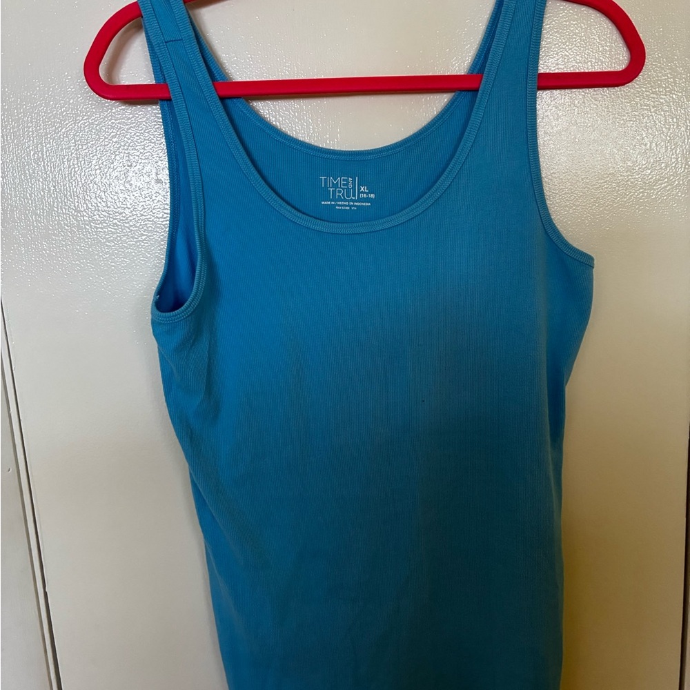 Time and Tru Fitted Blue Tank Top